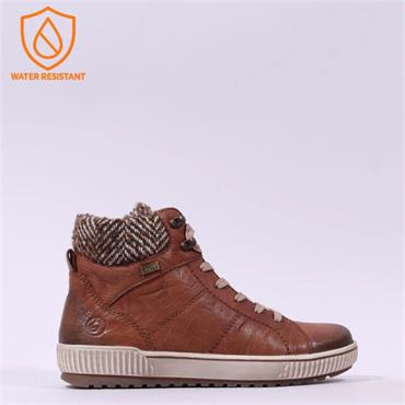 Remonte Knitted Cuff Laced Ankle Boot - Brown